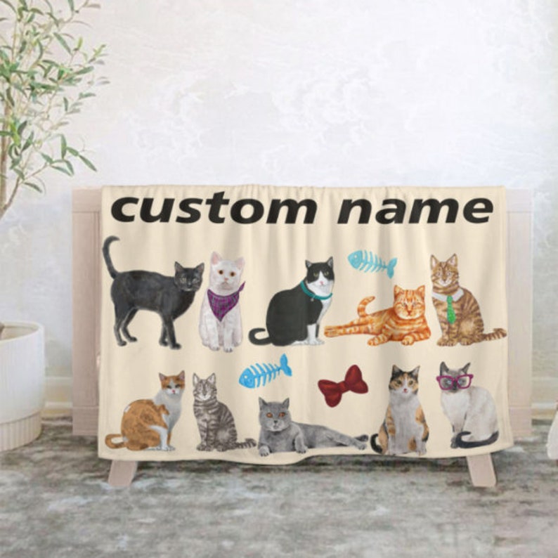 Personalized Custom Blanket,name Blanket for Pet Lover Cat,custom Cat