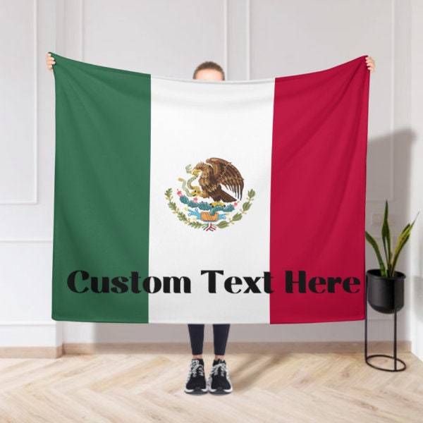 Mexico Flag Flannel Fleece Throw Blanket, Custom Name Blanket, Mexico Flag Throw Blanket/Tapestry/Wall Hanging, Mexico Gifts for Grandpa