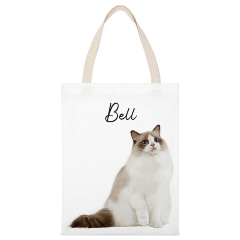 Custom Cat Portraits Using Cat Photo Tote Bag, Personalized Cat Name