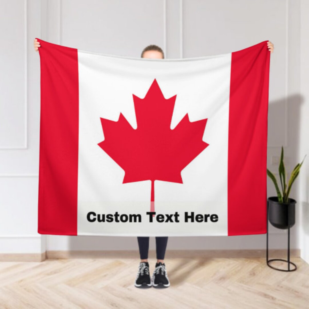 Canadian Maple Leaf Flag Flannel Blanket, Custom Name Blanket, Canada