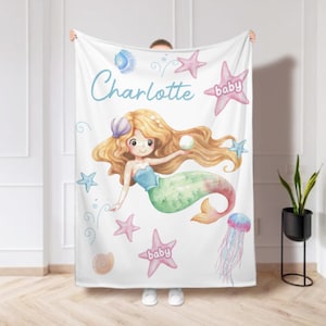 Custom Gift Personalized Mermaid Blanket For Girl/Boy/Kid, Mermaid Tail Name Blanket, Matching gifts for Children, Christmas Gift, Baby Gift