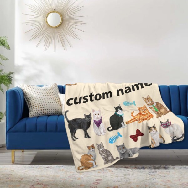 Personalized Custom Blanket,name Blanket for Pet Lover Cat,custom Cat