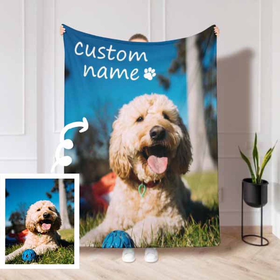 Custom Dog Photo Blanket, Dog Loss Gift,personalized Name Blanket, Dog