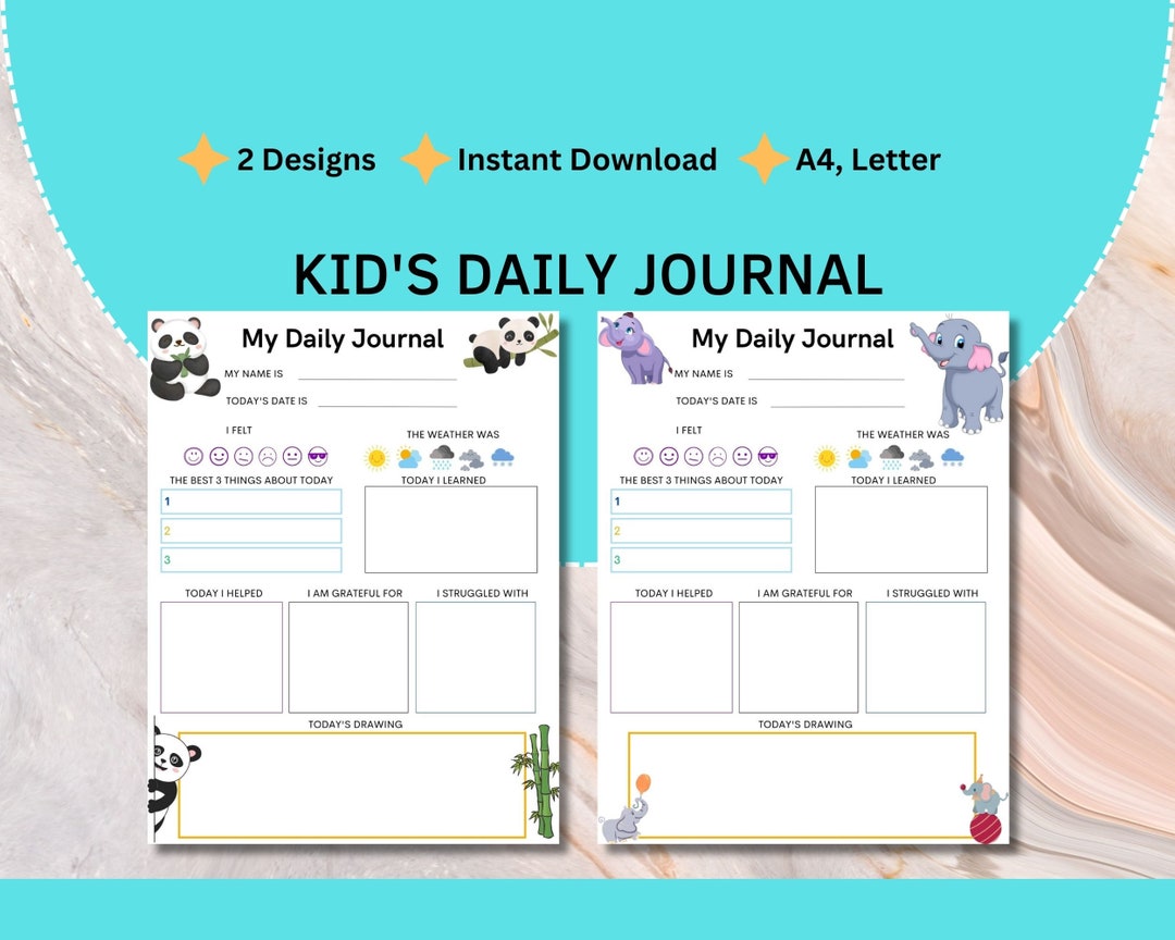 Kids Daily Journal Printable, Journal for Kids, Diary for Children ...