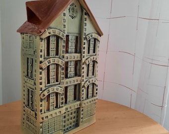 Lighted Ceramic House: Historical Building Tea Light Holder