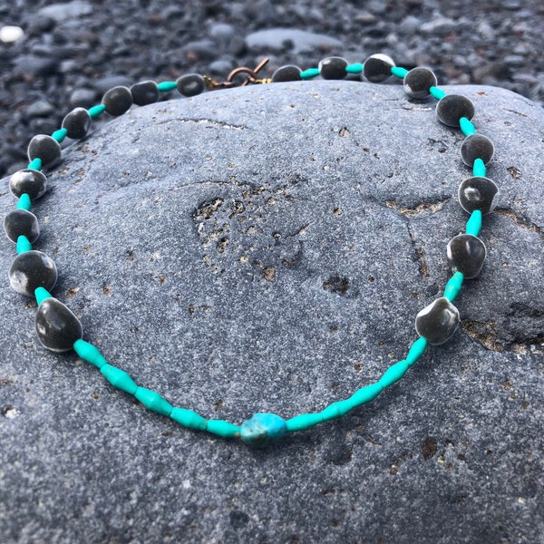 Hawaiian Mgambo Seeds Necklace with Turquoise