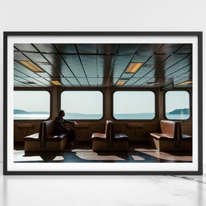 Art Print of Ferry Ride in Washington State, Unique Wall Art of Moody Photography Print