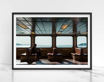 Art Print of Ferry Ride in Washington State, Unique Wall Art of Moody Photography Print