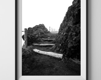 Physical Wall Print of Mt Vesuvius Wall Art Photography Print for Living Room, Black and White Print Home Decor, Physical Photography Print