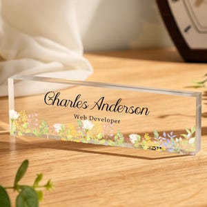 Personalized PhD Desk Name Plate, Custom Floral Office Decor, Graduation Gift for Doctorate, New Job or Promotion Gift for Professor