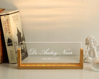 Plaque nominative personnalisée pour bureau de doctorat, plaque nominative de médecin personnalisée pour bureau, cadeau de remise des diplômes pour un doctorat, nouvel emploi ou cadeau de promotion pour professeur