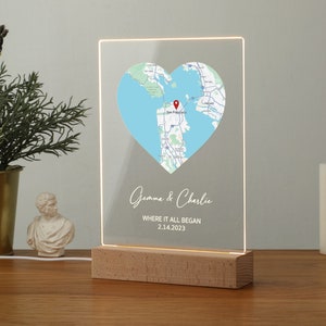 Personalisierte Memory Map Nachtlicht | Wo alles begann | Erstes Date & Valentinstag Geschenk | Wo wir uns trafen Karte Drucken | Geschenk für Sie, Ihn