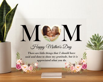 Personalized Mother's Day Photo Acrylic Plaque |  Custom Photo Frame | Picture Frame For Mum from Daughter and Son | Best Mom Ever Gifts