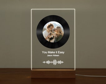 Custom Song Plaque Night Light | Personalized LED Picture Frames | Custom Acrylic Song Plaque with Stand | Music Photo Frame