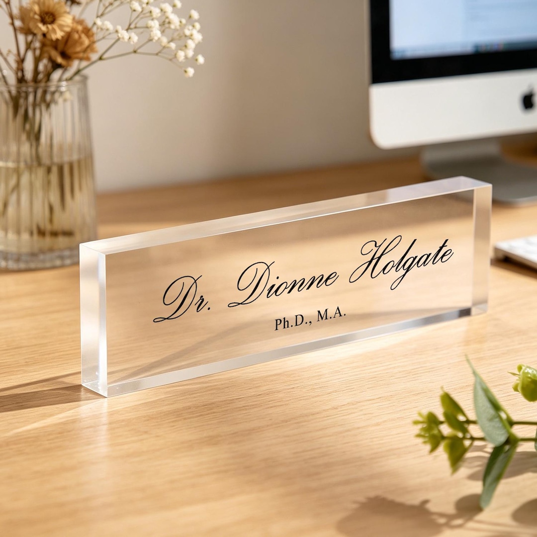 Custom Doctor Name Plate for Desk, Personalized PhD Graduation Gift, Acrylic Office Sign, 