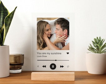 Benutzerdefinierte Musiktafel mit Ständer | Personalisierte Bilderrahmen | Benutzerdefinierte Song Plakette | Musik-Liebhaber-Geschenk