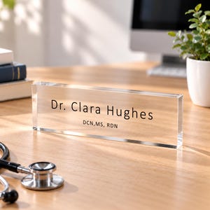Anpassad namnskylt för skrivbord, personlig doktorsexamenspresent, akrylkontorsskylt, akademisk skrivbordsdekor för ny doktor eller professor