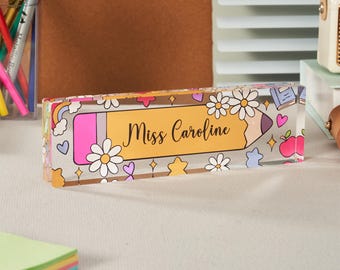 Personalized Desk Plaque, Custom Office Decor, Acrylic Name Plate for Desk, Transparent Desk Name Plaque, Teacher Appreciation Gift
