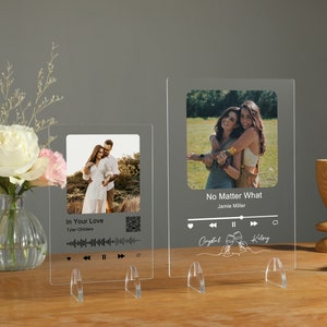 Personalised Photo Song Plaque With Stand | Custom Album Cover Plaque | Music Art Print Music Lover Gift | Anniversary Gift For Him Her