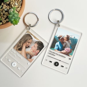 Personalized Photo Keychain | Custom Song Plaque Keychain | Music Acrylic Plaque