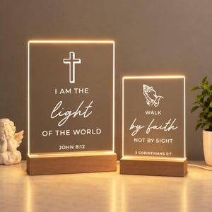 Custom Bible Verse Night Light, Personalized Scripture Acrylic Lamp, Religious Gift for Her, Christian Home Decor, Faith Based Decor