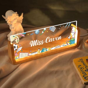 Personalized Name Desk Plate for Teacher | Custom Name Sign for Desk | Lighted Acrylic Nameplate | Teacher Appreciation Gift | Office Decor