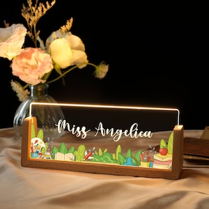 Targa da scrivania con nome personalizzato per insegnante / Targa con nome personalizzato per scrivania / Targhetta in acrilico illuminato / Regalo di apprezzamento per l'insegnante / Arredamento per ufficio