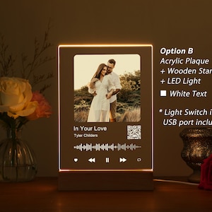 Personalized LED Song Plaque With Stand | Custom Music Night Light ...
