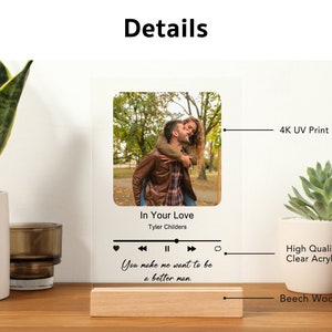 Personalized LED Song Plaque With Stand | Custom Music Night Light ...