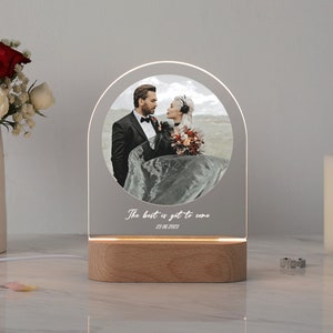 Targa fotografica acrilica personalizzata a LED con supporto / Stampa di immagini personalizzata / Targa fotografica personalizzata / Regalo fatto a mano per lui e lei