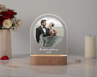 Placa acrílica fotográfica LED personalizada con soporte / Impresión de imágenes personalizada / Placa fotográfica personalizada / Regalo hecho a mano para él y ella
