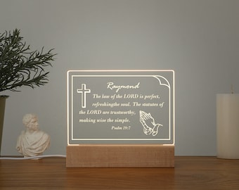 Custom Bible Verse LED Night Light | Favorite Bible Quote Plaque With Stand | Christian Home Decor Gift | Faith Based Decor | Religious Gift
