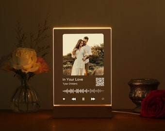 Personalized LED Song Plaque With Stand | Custom Music Night Light | Personalized Music Prints Photo Frame | Gift for Him Boyfriend Bestie