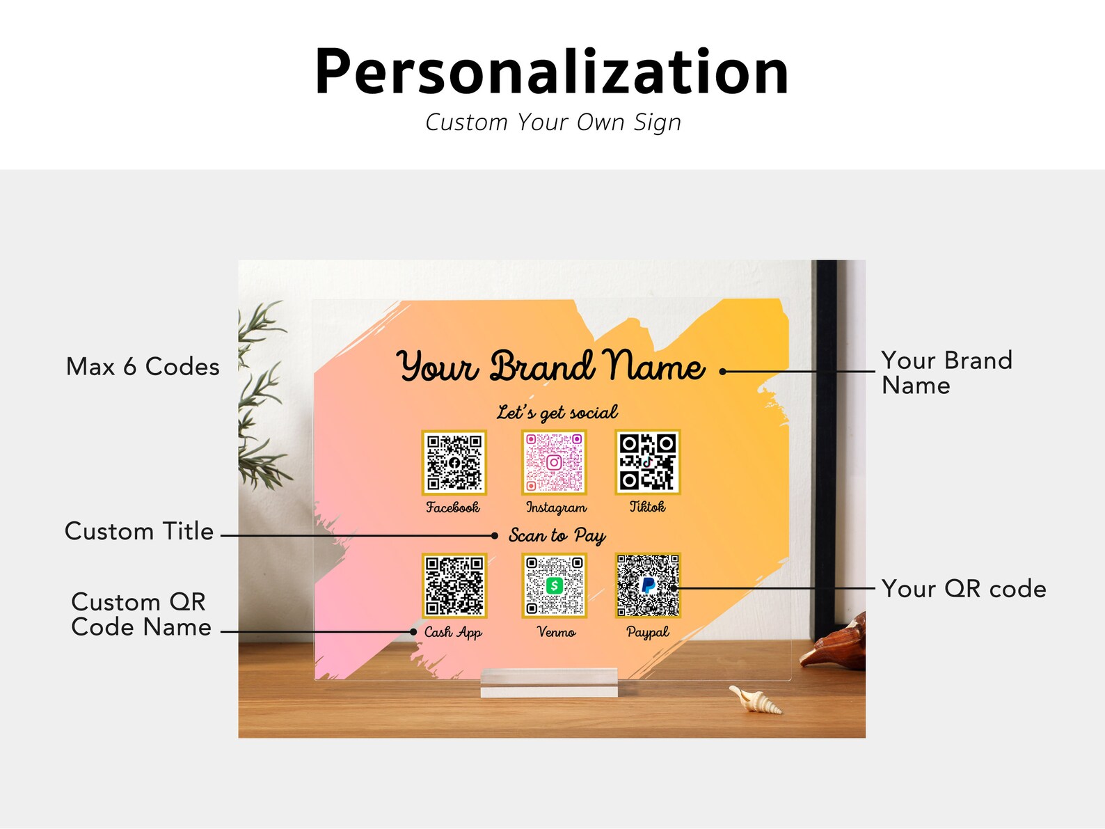 Multi QR Code Sign | Payment Business Social Media Sign | Instagram ...