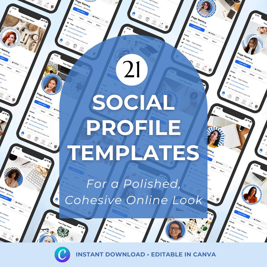 Profile Picture Layout Blue Profile Picture Templates for Social Media | 21 Editable Canva ...