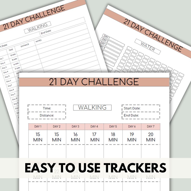 Walking Challenge Planner Printable PDF Walking Journal Walking Planner ...