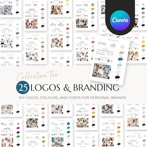 Modèle de logo et de marque Canva - Kit de marque modifiable - Création de logo DIY - Mood Board - Identité visuelle pour marque personnelle - Collection Two