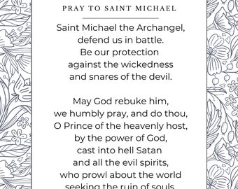 Prayer to Saint Michael - 8.5x11 - Flower Edges - Digital Download