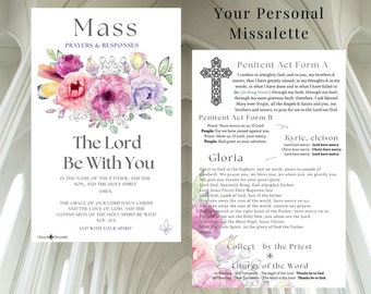 Catholic Mass Missalette: White Floral Prayers & Responses