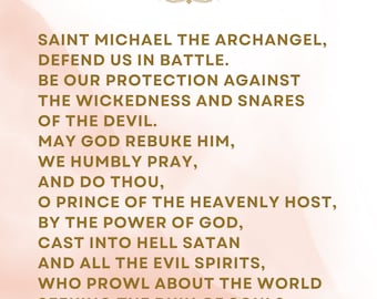 Prayer to Saint Michael - 8.5x11 - Pink Watercolor - Digital Download