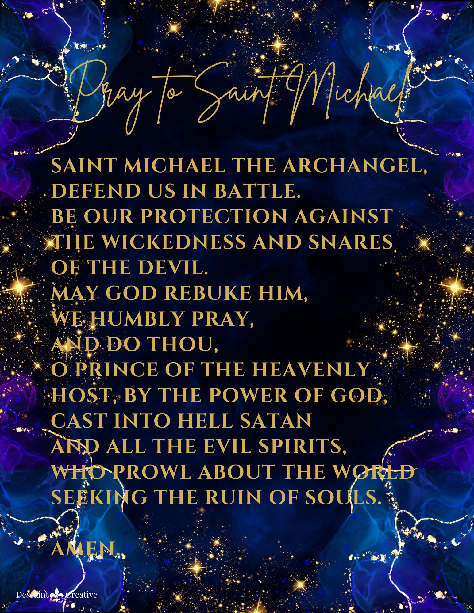 Prayer to Saint Michael - 8.5x11 - Midnight Twinkle - Digital Prayer to Saint Michael - 8.5x11 - Midnight Twinkle - Digital