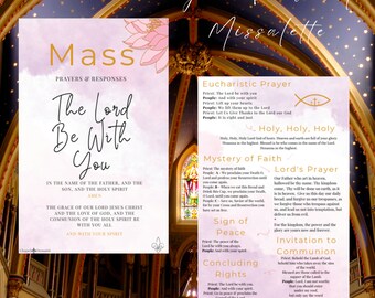 Catholic Mass Missalette: Purple Watercolor Prayers & Responses