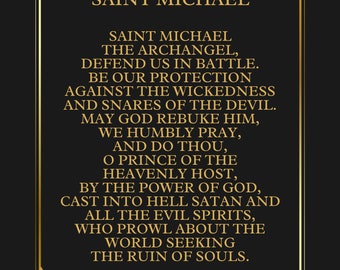 Prayer to Saint Michael - 8.5x11 - Black Gold - Digital Print
