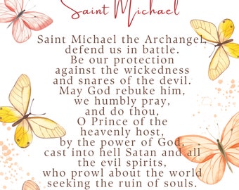Prayer to Saint Michael - 8.5x11 - Butterfly - Digital Print