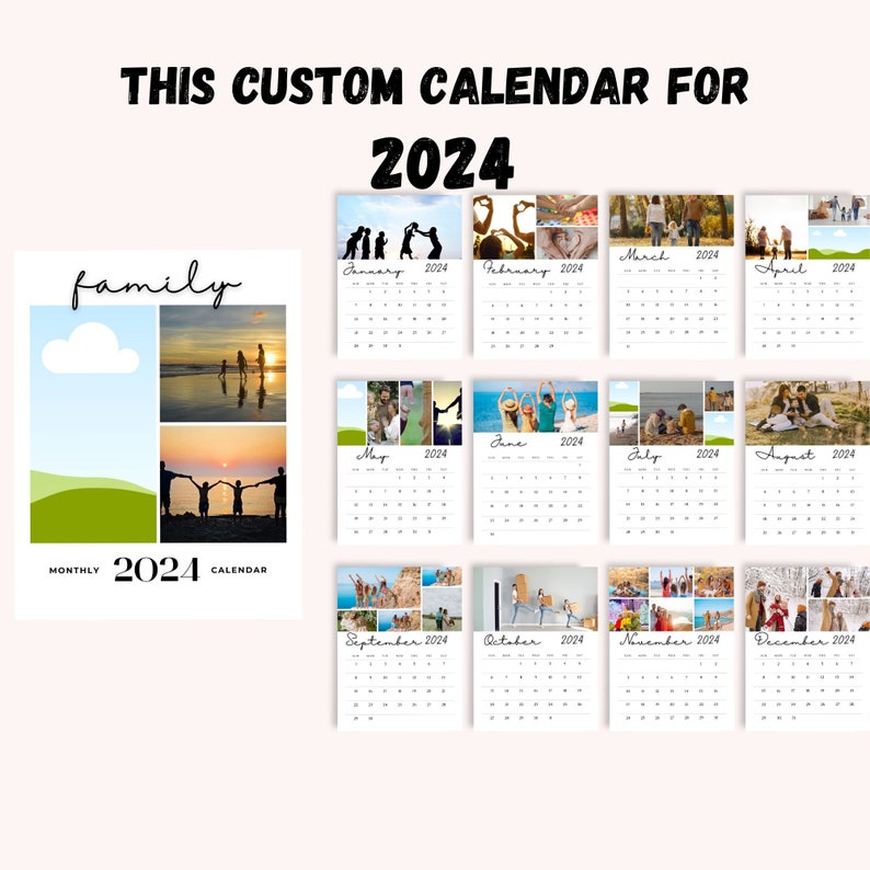 2024 Calendar Template With Photos, Easy Edit Canva Templates