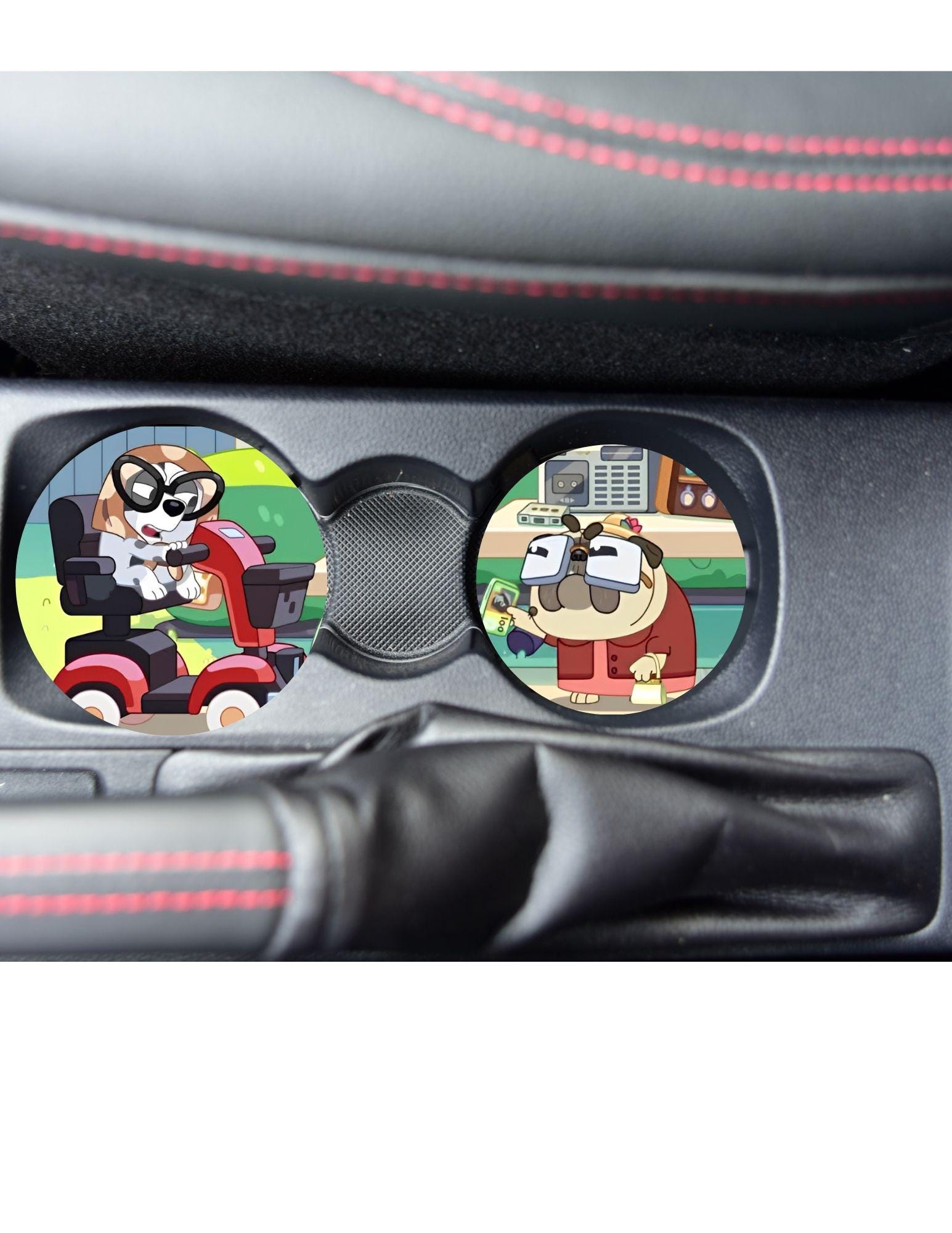 Muffin and grouchy granny Blueyy, Car Accessories, Blue Fan Gifts, Blue Heeler Cartoon Show, Car Coaster Set, Christmas, Truck Accessory