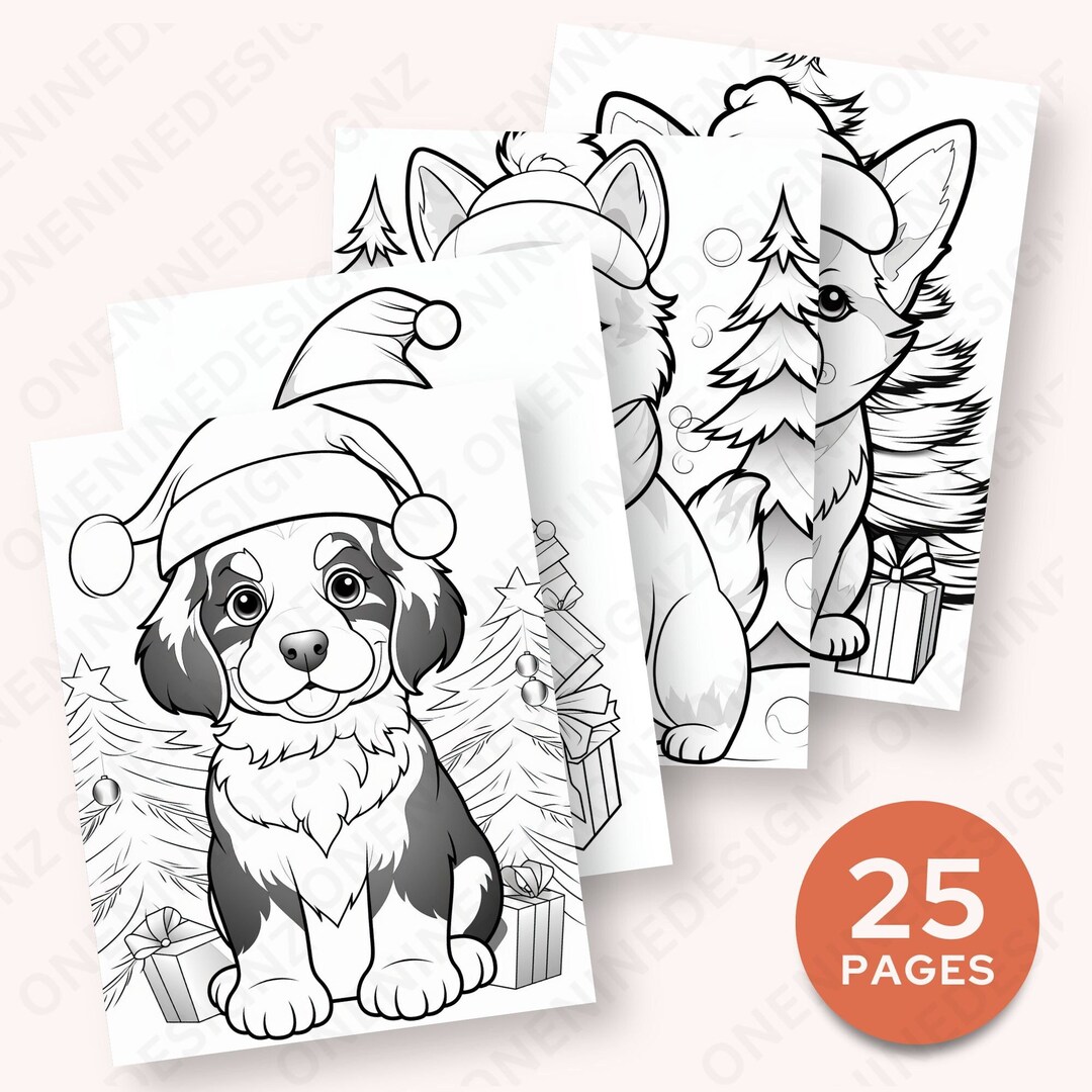christmas-coloring-pages-puppy-coloring-sheets-printable-etsy