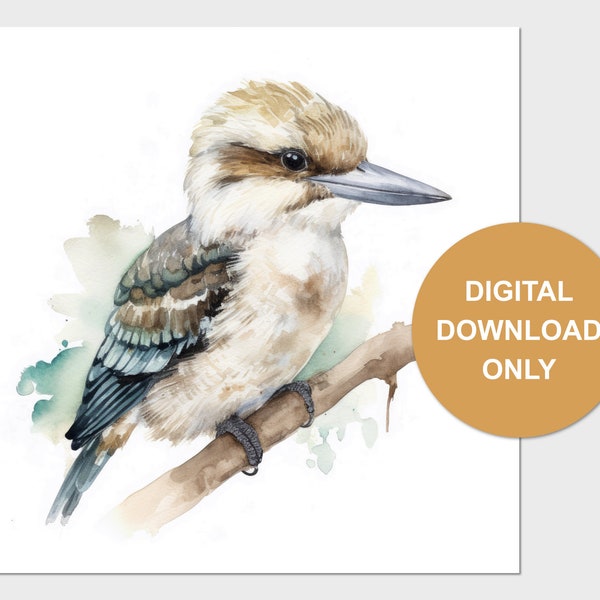 Australian Kookaburra Watercolour Art Print - Digital Download