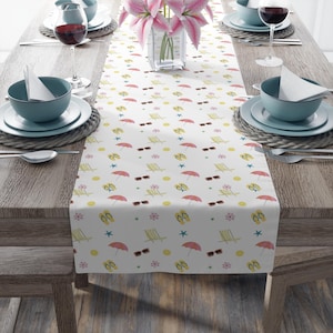 Table Runner, Summer Beach Theme Decor, Coastal Kitchen Table Linen, Nautical Dining Room Decor, Ocean Table Centerpiece, Home Decor Textile