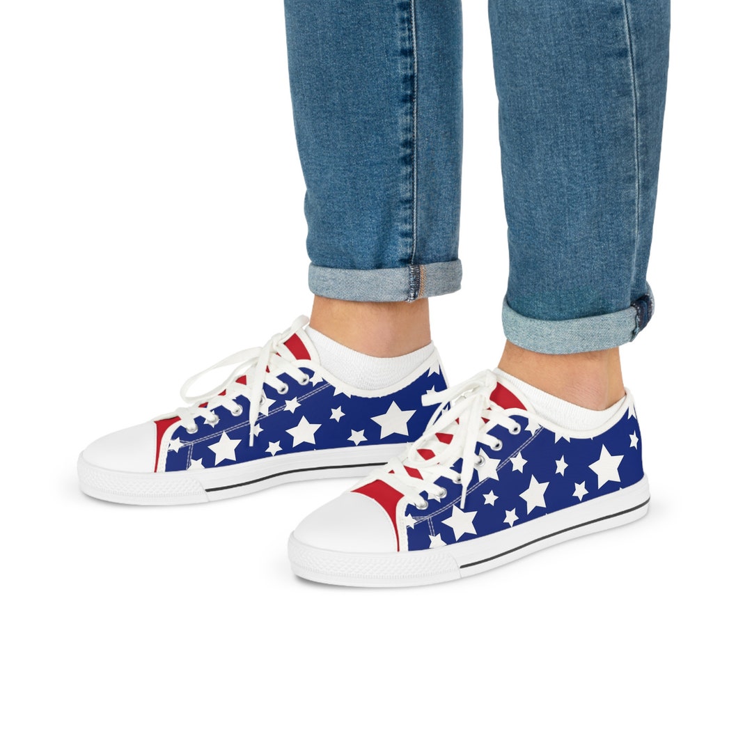 Red White and Bluemen's Low Top Sneakers Etsy